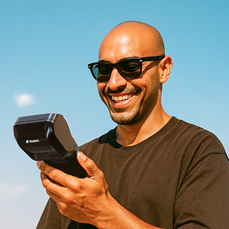 man holding marn device